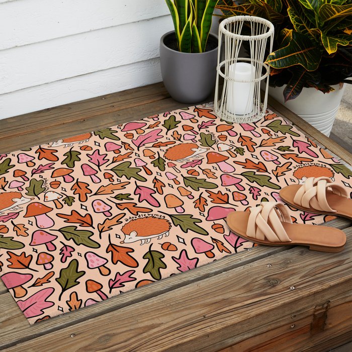 Hedgehog in the Autumn Print Outdoor Rug Gallery Image 2
