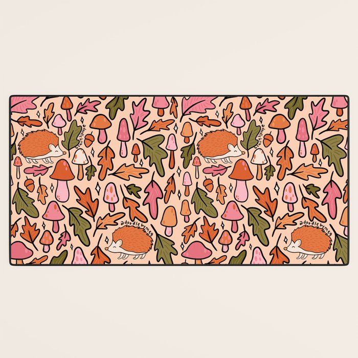 Hedgehog in the Autumn Print Desk Mat Gallery Image 3