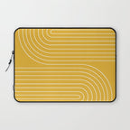 Minimal Line Curvature VIII Golden Yellow Mid Century Modern Arch Abstract Laptop Sleeve Gallery Image 1