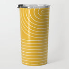 Minimal Line Curvature VIII Golden Yellow Mid Century Modern Arch Abstract Travel Mug Gallery Image 3