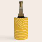 Minimal Line Curvature VIII Golden Yellow Mid Century Modern Arch Abstract Wine Chiller Gallery Image 2