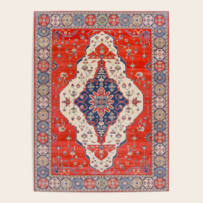 North And South Vine Red Medallion Kazak Persian Rug Poster Gallery Image 4