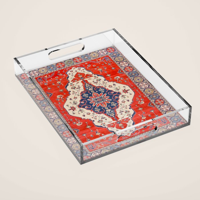 North And South Vine Red Medallion Kazak Persian Rug Acrylic Tray Gallery Image 1