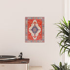 North And South Vine Red Medallion Kazak Persian Rug Poster Gallery Image 2