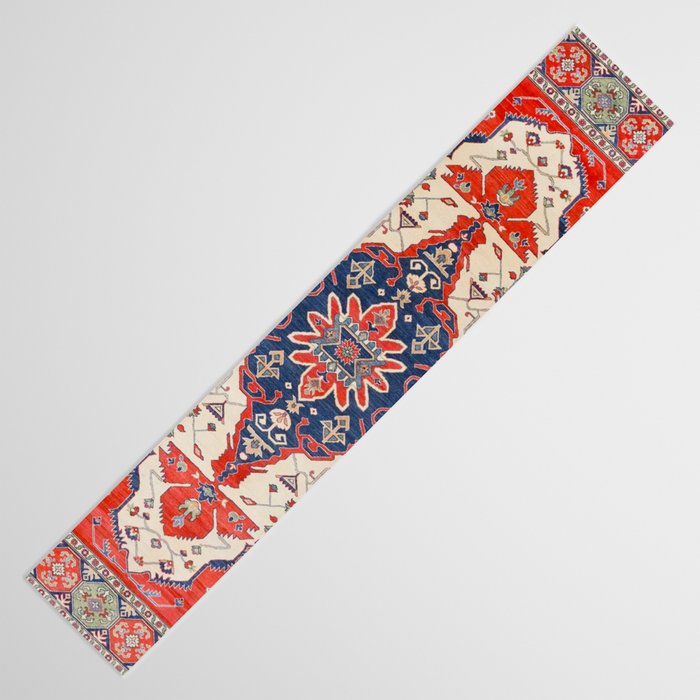 North And South Vine Red Medallion Kazak Persian Rug Table Runner Gallery Image 3