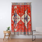 North And South Vine Red Medallion Kazak Persian Rug Window Curtain Gallery Image 5