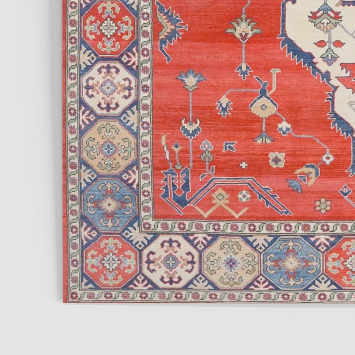 North And South Vine Red Medallion Kazak Persian Rug Poster Gallery Image 3
