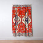 North And South Vine Red Medallion Kazak Persian Rug Window Curtain Gallery Image 3
