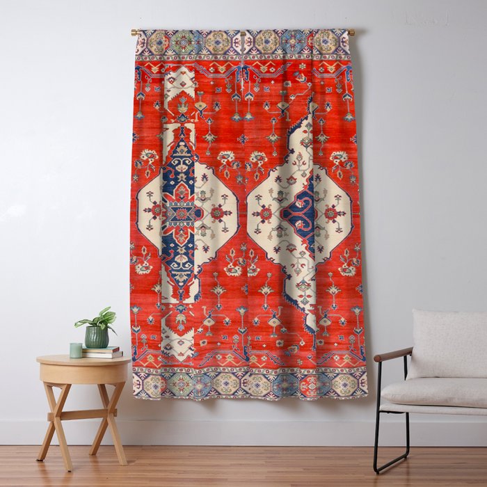 North And South Vine Red Medallion Kazak Persian Rug Window Curtain Gallery Image 1