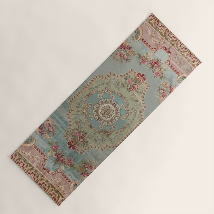 Antique French Rose Blue Aubusson  Yoga Mat Gallery Image 1