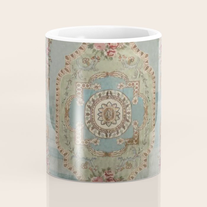 Antique French Rose Blue Aubusson  Coffee Mug Gallery Image 4