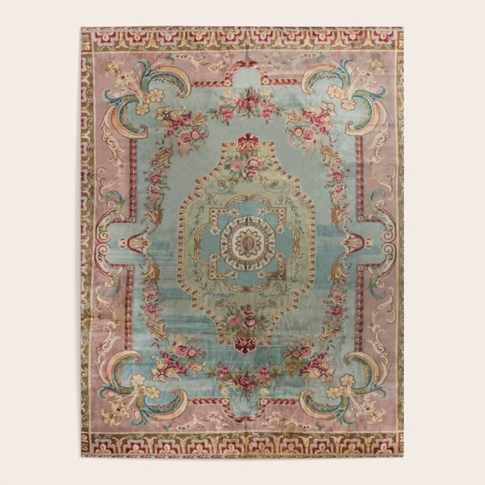 Antique French Rose Blue Aubusson  Poster Gallery Image 4
