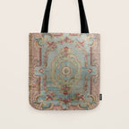 Antique French Rose Blue Aubusson  Tote Bag Gallery Image 1
