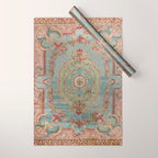Antique French Rose Blue Aubusson  Wrapping Paper Gallery Image 1