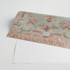 Antique French Rose Blue Aubusson  Wrapping Paper Gallery Image 2