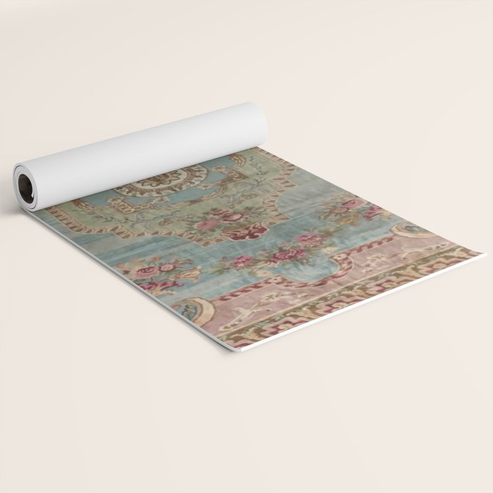 Antique French Rose Blue Aubusson  Yoga Mat Gallery Image 2