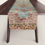 Antique French Rose Blue Aubusson  Table Runner Gallery Image 1
