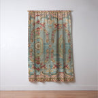 Antique French Rose Blue Aubusson  Window Curtain Gallery Image 3