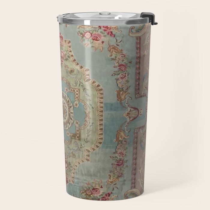 Antique French Rose Blue Aubusson  Travel Mug Gallery Image 2