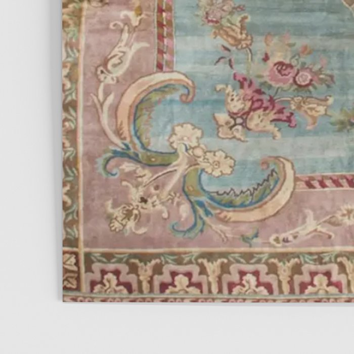 Antique French Rose Blue Aubusson  Poster Gallery Image 3