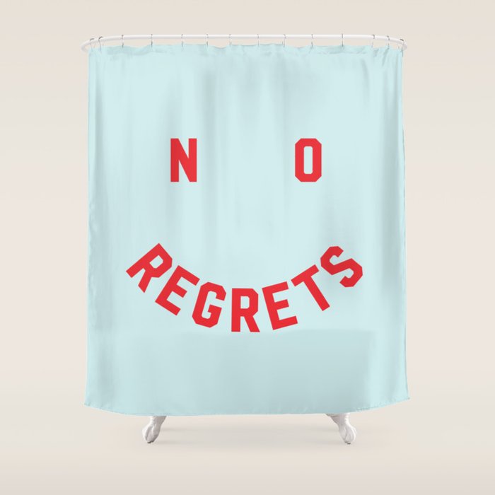 No Regrets | Minimal Typography Shower Curtain Gallery Image 1
