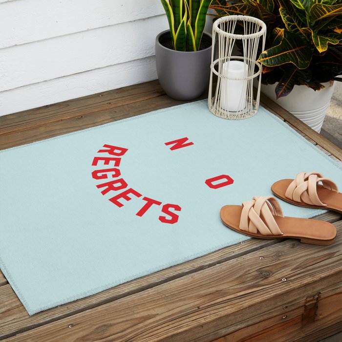 No Regrets | Minimal Typography Outdoor Rug Gallery Image 2