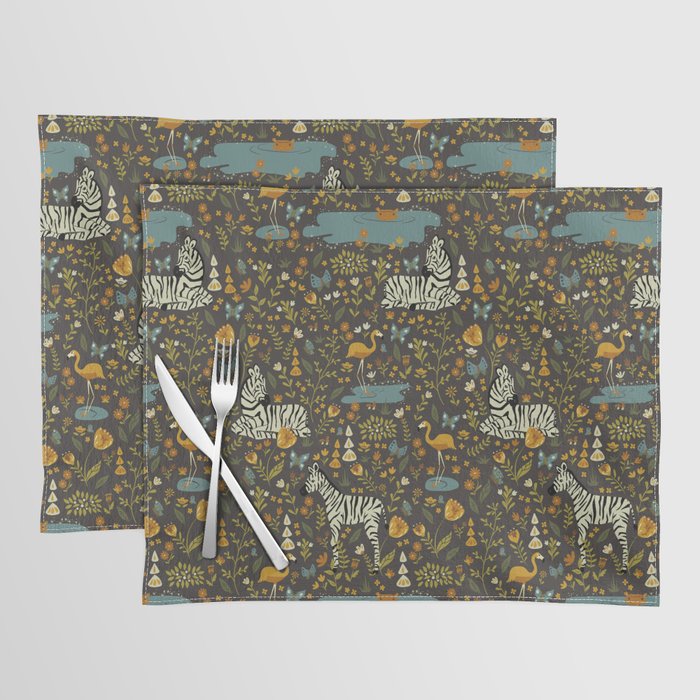 Zebras in Wild Fall Garden Placemat Gallery Image 1