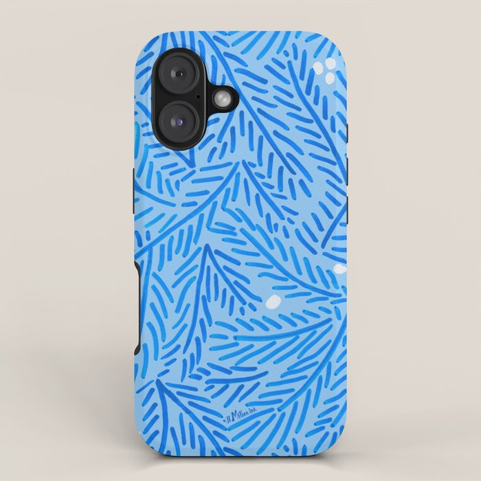 Winter Berries & Pine Branches in Blue iPhone Case Gallery Image 1