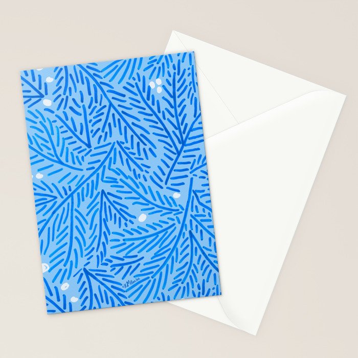 Winter Berries & Pine Branches in Blue Stationery Card Gallery Image 2