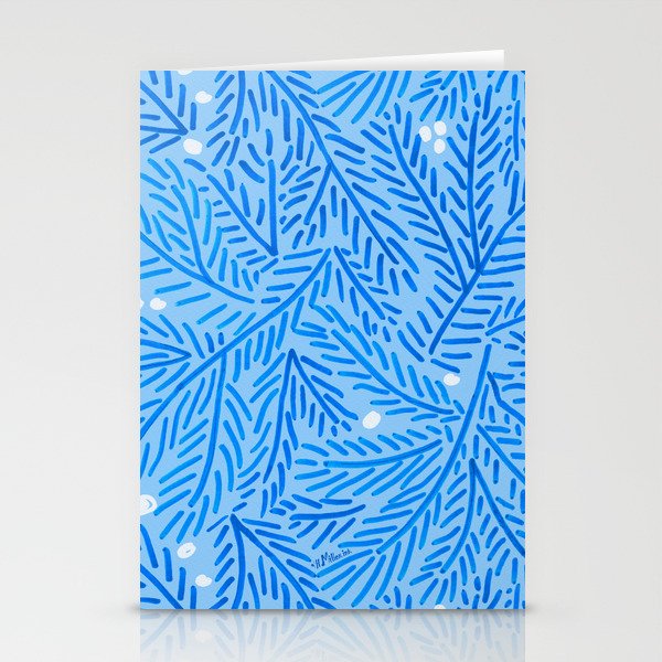 Winter Berries & Pine Branches in Blue Stationery Card Gallery Image 1