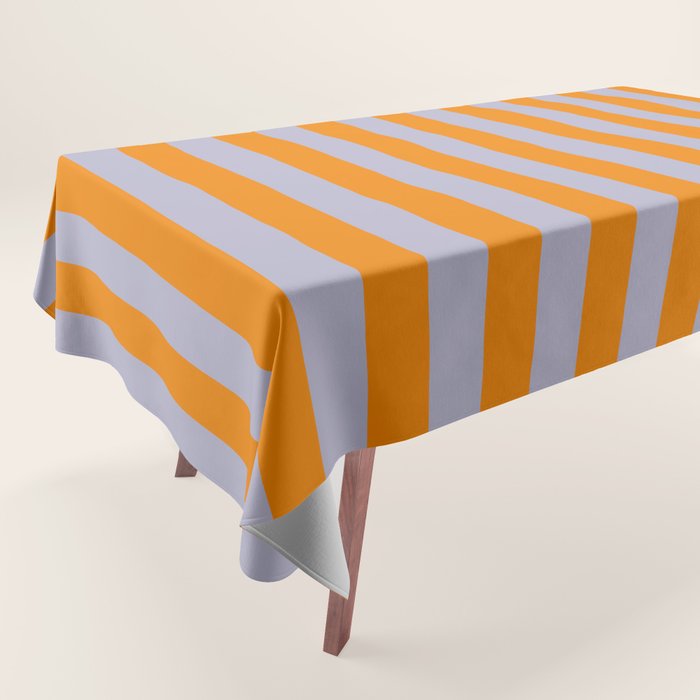 Lilac Clematis and Orange Stripes Tablecloth Gallery Image 1