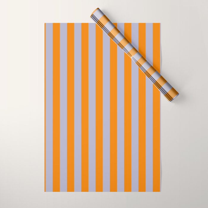 Lilac Clematis and Orange Stripes Wrapping Paper Gallery Image 1