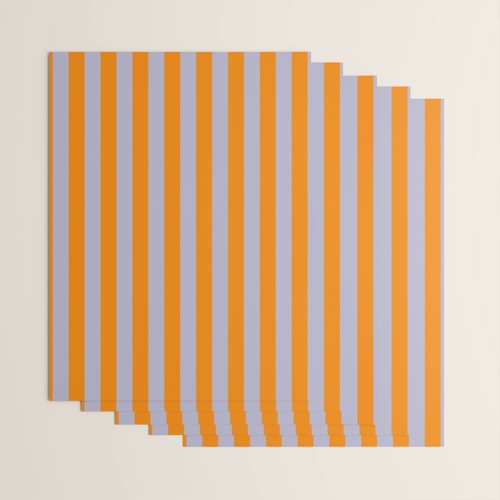 Lilac Clematis and Orange Stripes Wrapping Paper Gallery Image 3