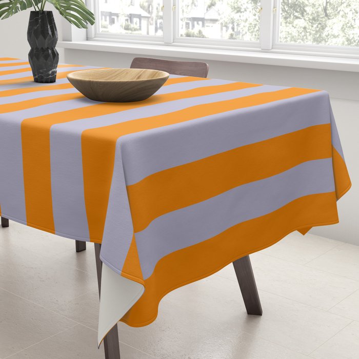Lilac Clematis and Orange Stripes Tablecloth Gallery Image 3