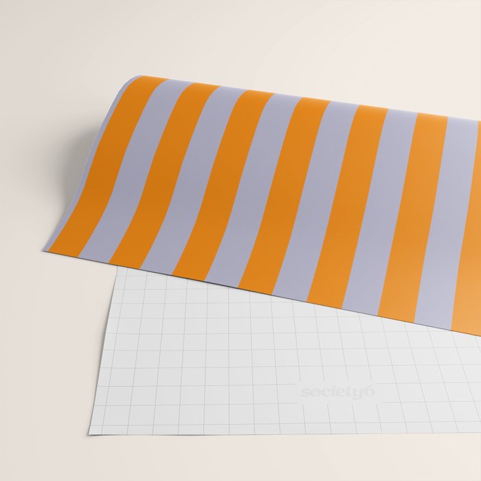 Lilac Clematis and Orange Stripes Wrapping Paper Gallery Image 2