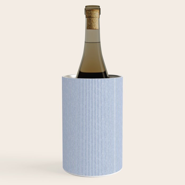 linen textured stripes - coastal blue Wine Chiller Gallery Image 1