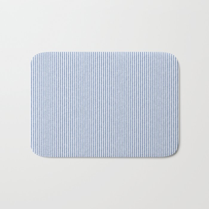 linen textured stripes - coastal blue Bath Mat Gallery Image 1