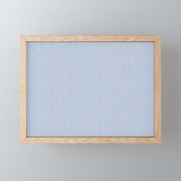linen textured stripes - coastal blue Mini Art Print Gallery Image 1