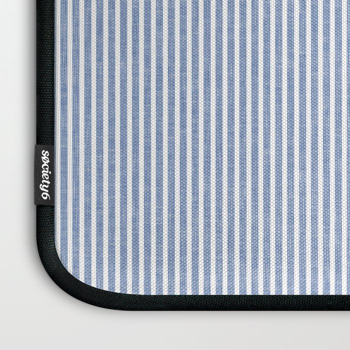 linen textured stripes - coastal blue Laptop Sleeve Gallery Image 3