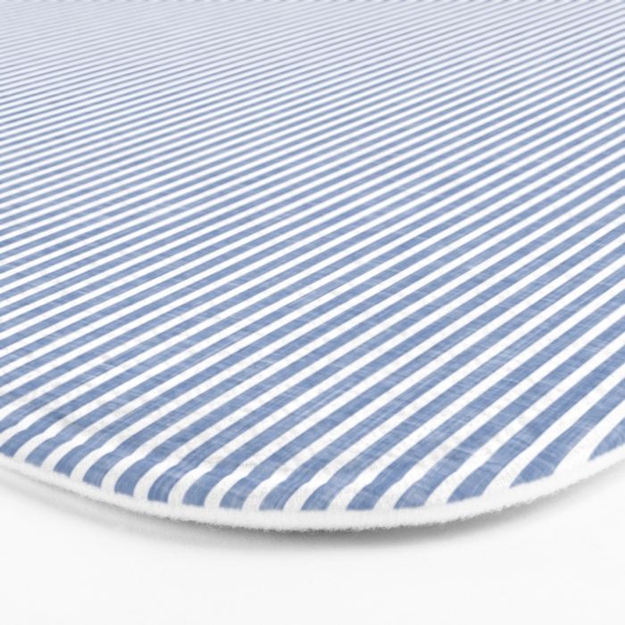 linen textured stripes - coastal blue Bath Mat Gallery Image 3