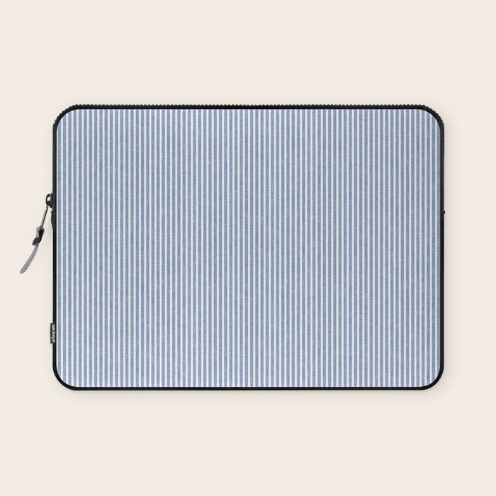 linen textured stripes - coastal blue Laptop Sleeve Gallery Image 1
