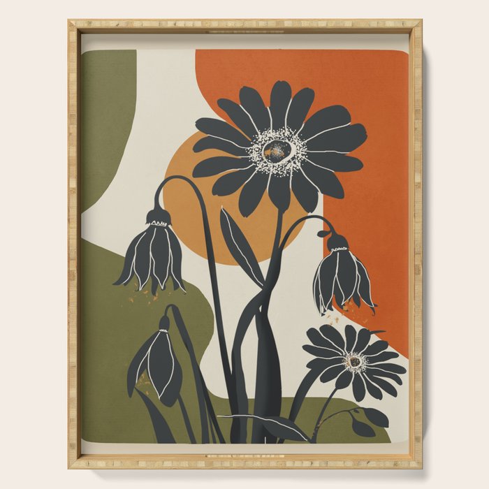 Modern Daisies in Contrast Serving Tray Gallery Image 1