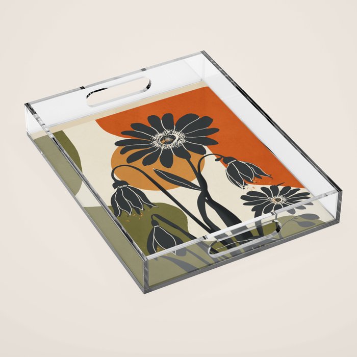 Modern Daisies in Contrast Acrylic Tray Gallery Image 1