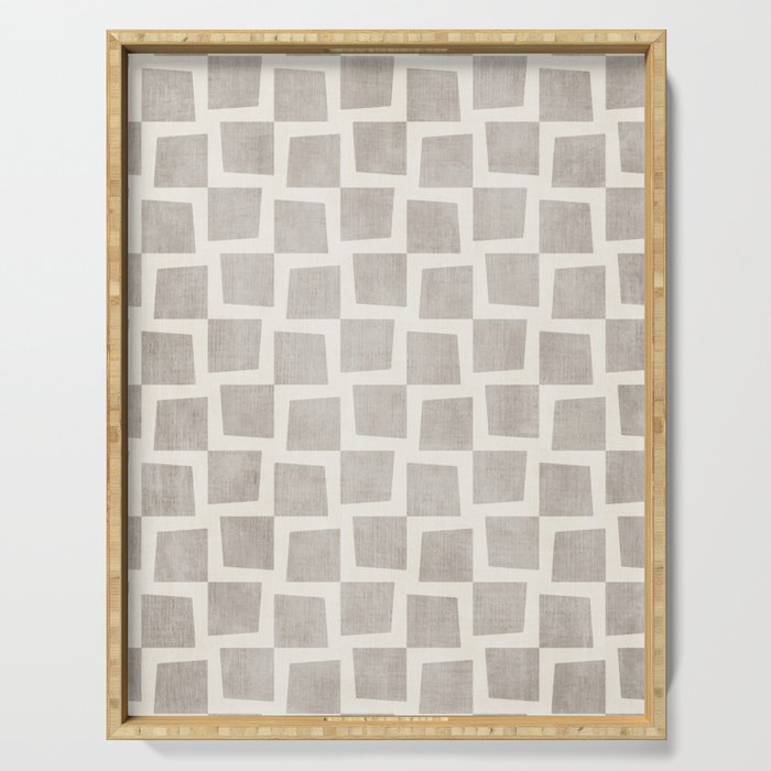 Minimalist Pattern Beige Ivory White Serving Tray Gallery Image 1