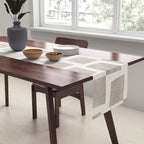 Minimalist Pattern Beige Ivory White Table Runner Gallery Image 2