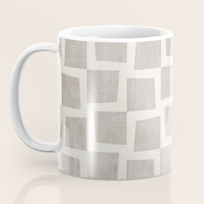 Minimalist Pattern Beige Ivory White Coffee Mug Gallery Image 3