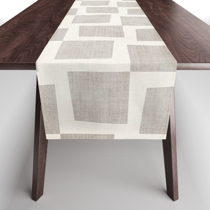 Minimalist Pattern Beige Ivory White Table Runner Gallery Image 1