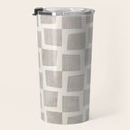 Minimalist Pattern Beige Ivory White Travel Mug Gallery Image 3