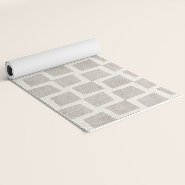 Minimalist Pattern Beige Ivory White Yoga Mat Gallery Image 2
