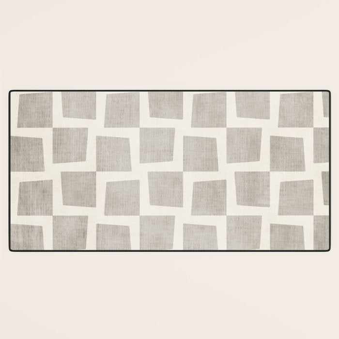 Minimalist Pattern Beige Ivory White Desk Mat Gallery Image 3